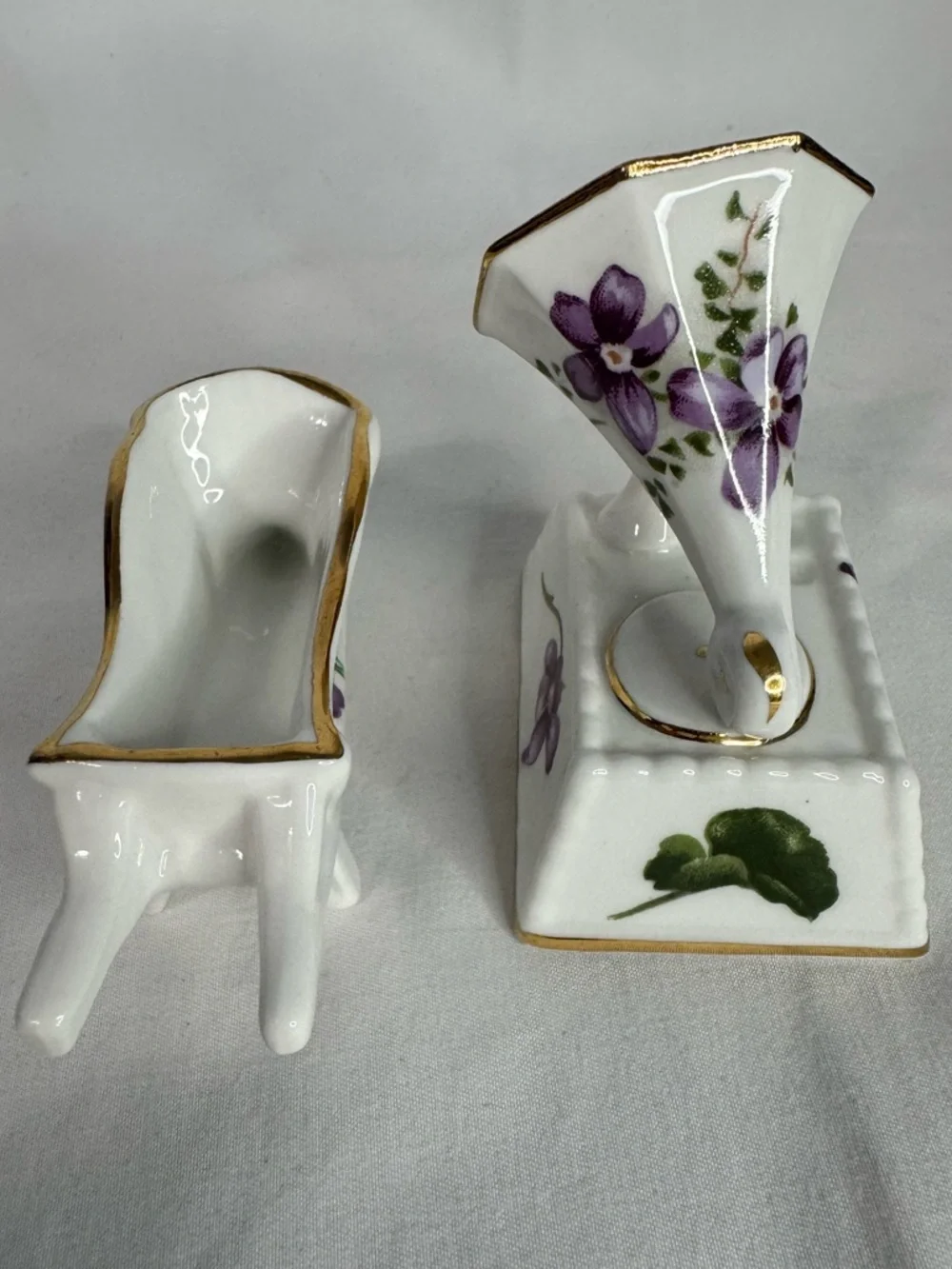 Hammersley Gramophone & Radnor Wheelbarrow Bone China Purple Floral Mini Set